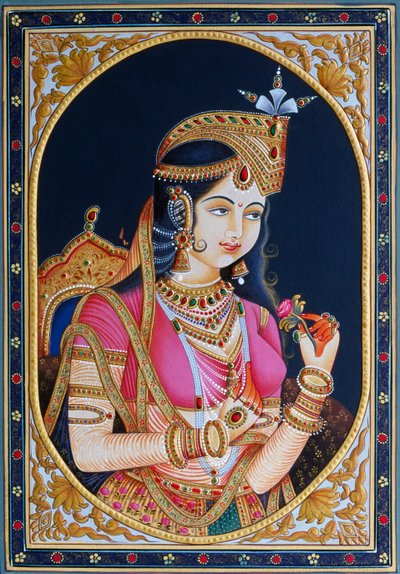 Portrait de Mumtaz Mahal sur papier - School Indian