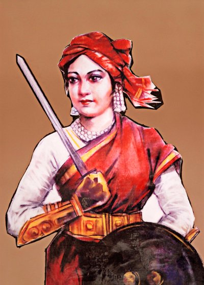 Portrait de Rani Laxmibai, reine de Jhansi, grande combattante de la liberté de la première guerre d