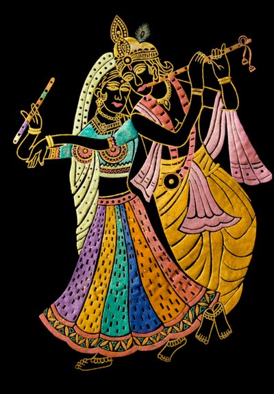 Radha Krishna Peinture Miniature sur Velours - School Indian