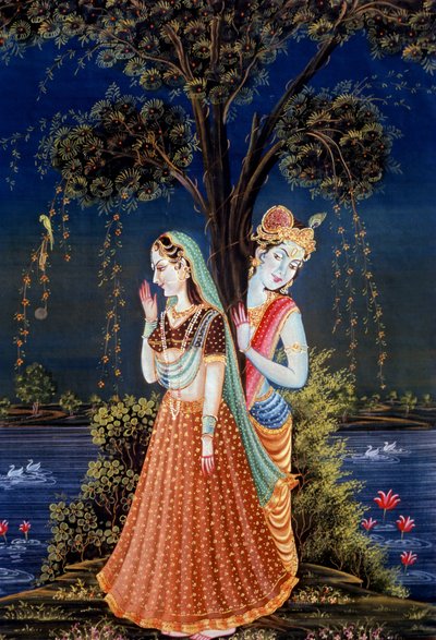 Peintures miniatures de Radha Krishna - School Indian