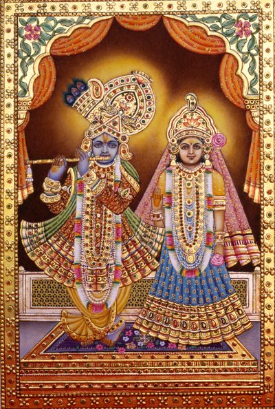 Radha Krishna avec Dorure - School Indian