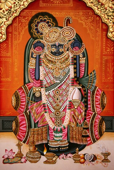 Shri Bankey Bihari, peinture miniature, Vrindavan, Mathura, Inde - School Indian