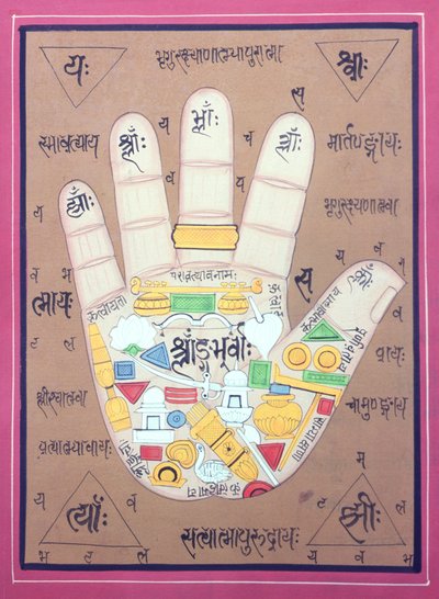 Diagramme tantrique de la main gauche - School Indian