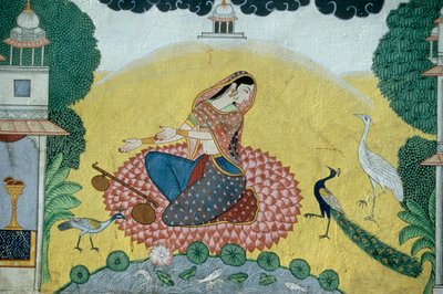 Femme avec Rudra Veena, miniature, Inde - School Indian