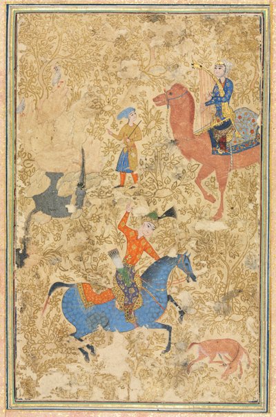 Bahram Gur et Azada, du Shahnama (Livre des Rois) de Firdausi (940-1019 ou 1025) - School Iranian
