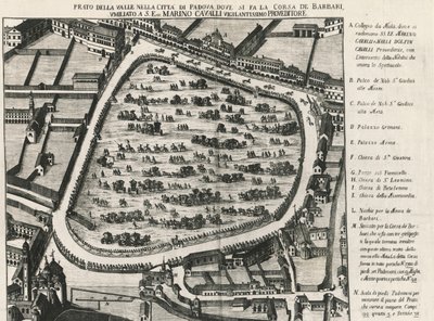 Ancien plan du Prato della Valle, plus grande place de Padoue, Italie - School Italian