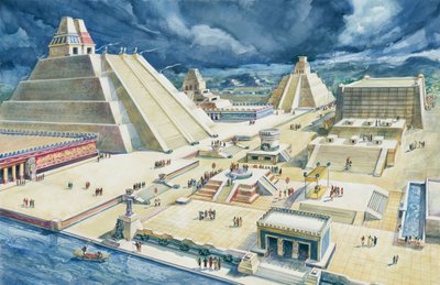 Nuages sur les pyramides, Templo Mayor, Tenochtitlan, Mexico - School Italian