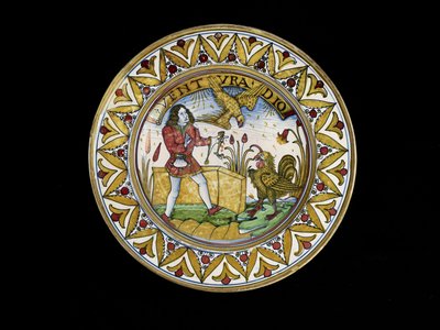 Plat avec une scène des Fables d