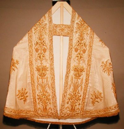 Vue de face de la chape Parato del Corpus Domini (soie) - School Italian