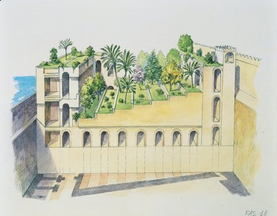 Palais de Nabuchodonosor, Babylone, avec jardins suspendus - School Italian