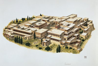 Reconstruction du palais de Knossos, Crète, 20e siècle av. J.-C. - School Italian