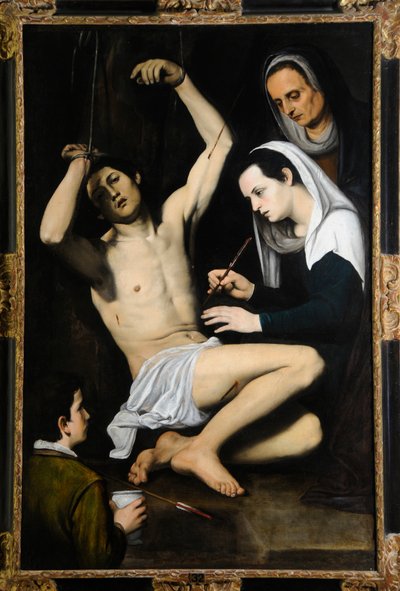 Saint Sébastien soigné par les saintes femmes, c.1590-1650 - School Italian