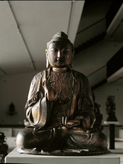 Bouddha assis en position lalitasana - sculpture, période Kamakura (1185-1333) - Japanese School