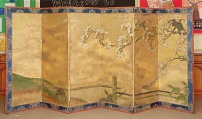 Un des deux écrans peints, Japonais, fin 17e ou début 18e siècle - Japanese School