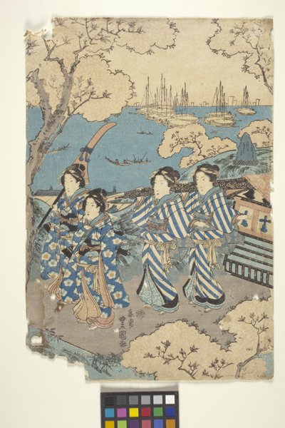 Toto : Observation des fleurs à Gotenyama, 2 (partie du triptyque) - School Japanese
