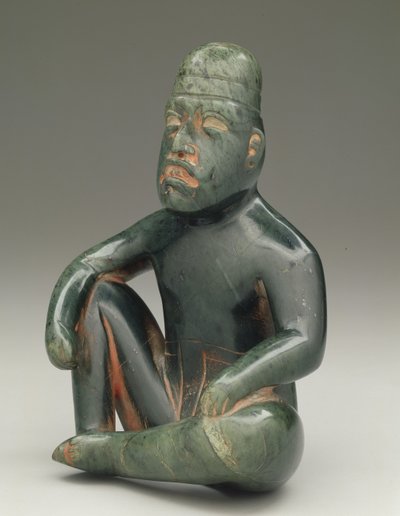 Figure assise avec genou levé, Olmèque des Hautes Terres, San Martin Texmelucan - School Mexican