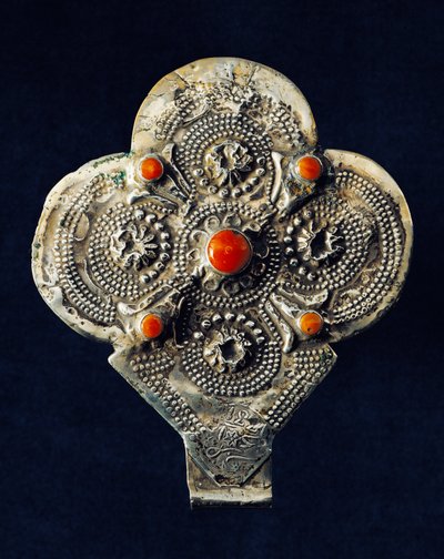 Pendentif en argent repoussé et corail, Maroc - School Moroccan