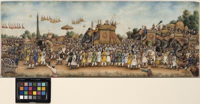 Akbar Shah II chevauche un éléphant dans une immense procession - School Mughal