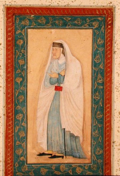 Une vieille femme en tenue occidentalisée, du Grand Album Clive, c.1760 - School Mughal