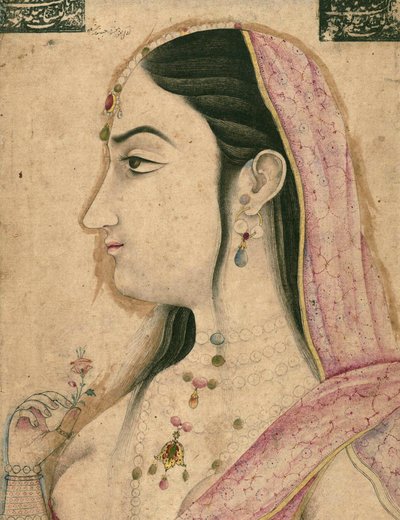 Lal Kunwar, favorite du 8e empereur moghol Jahandar Shah (mort en 1125 AH/AD 1713), miniature moghole - School Mughal