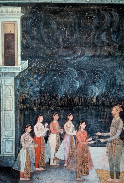 Scène de fête nocturne à la cour de Shah Jahan - School Mughal