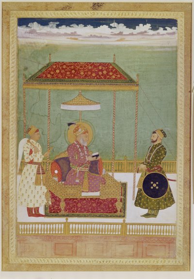 Portrait de Shah Aurangzeb avec un homme, probablement Ashraf Khan, début du XVIIIe siècle - School Mughal