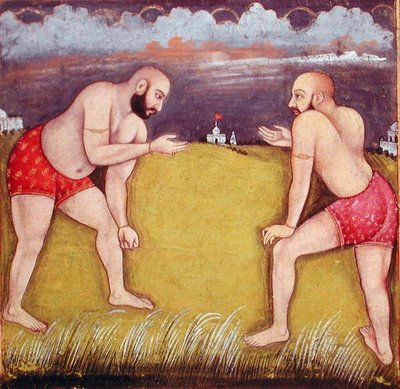 Deux lutteurs, début du XIXe siècle - School Mughal