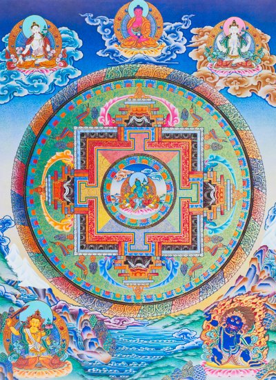 Mandala de Tara Verte représentant la protectrice maternelle de tous les dangers dans l