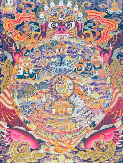 Image représentant la Roue de la vie, représentant le Kalachakra ou l