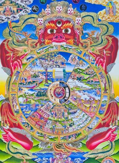 Roue de la vie Mandala, représentant le Kalachakra ou l