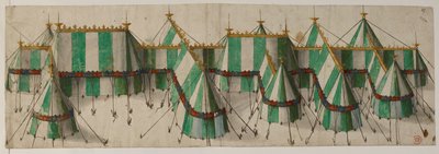 Conception pour un pavillon royal dans les couleurs Tudor blanc et vert, dit pour Henri VIII au Champ du Drap d