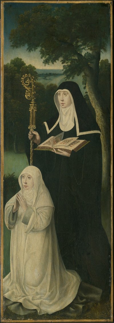 Sainte Gertrude de Nivelles et une chanoinesse augustinienne - School Netherlandish