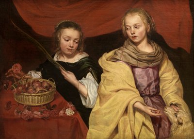 Les Saintes Agnès de Rome et Dorothée de Césarée - School Netherlandish