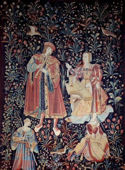 La tenture de la Vie Seigneuriale : le concert Tapisserie de laine et de soie réalisée vers 1520 aux Pays-Bas - School Netherlandish