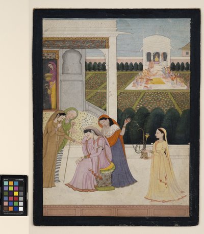 Une Dame Inconsolable, tandis que les autres jouent à Holi, c.1790 - School Pahari