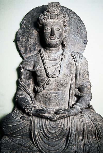 Sculpture en pierre représentant Bouddha, art du Gandhara, Peshawar, Pakistan - School Pakistani