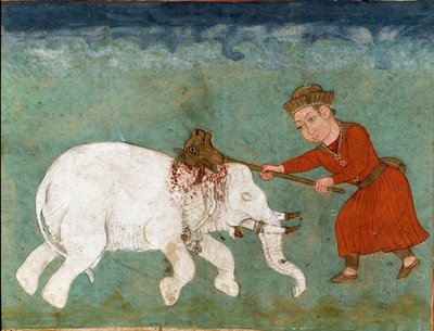 Art islamique : Rostam (ou Rustam) héros mythique et fils de Zal tue l