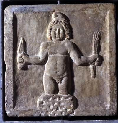 Représentation de Mitra (ou Mithra), une divinité iranienne, née d