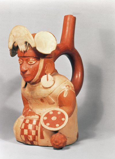 Vase mochica en forme de guerrier, 300-800 après J.-C. (terre cuite) - School Peruvian