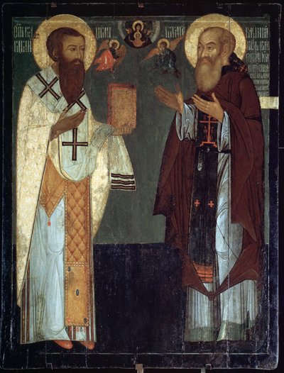 Représentation de saint Basile de Césarée et de Vassili III Ivanovitch - School Russian