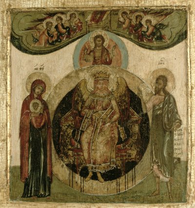 Icône russe de Sophia, la Sainte Sagesse, trônant sous la forme d