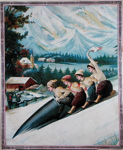 Touristes en luge, début du XXe siècle - School Swiss