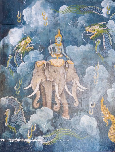 Fresque représentant une scène de la vie de Bouddha, temple Wat Phra That Doi Suthep - School Thai