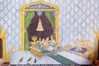 Fresque représentant une scène de la vie de Bouddha, temple Wat Phra That Doi Suthep - School Thai