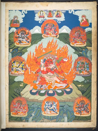 Un des 12 dessins représentant des divinités tibétaines par un artiste tibétain, probablement à Lhassa, c.1800 - School Tibetan