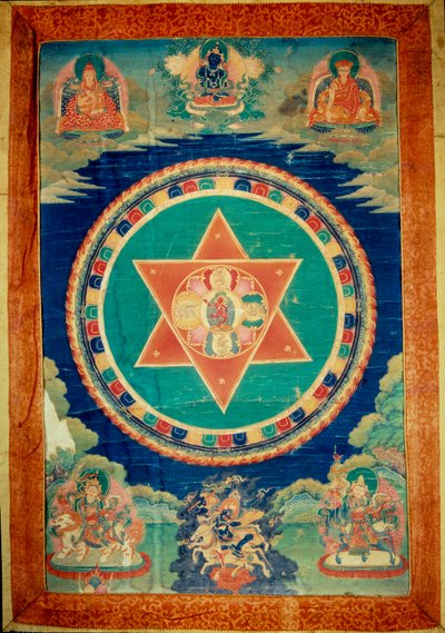Mandala de vajravarami la déesse danse (au centre) son nom signifie « laie adamantine ». Tibet - School Tibetan