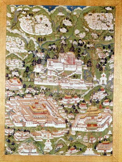 Représentation de la ville de Lhassa, Thai-Ka tibétain, Musée Guimet, Paris - School Tibetan