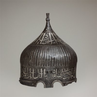 Casque turban, vers 1478-90 (acier, fer, argent) - School Turkish