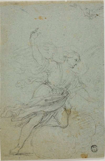 Ange annonciateur (recto) ; Samson et le lion (verso) - School of Guido Reni