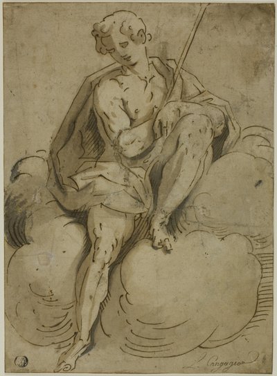 Saint Jean-Baptiste assis - School of Luca Cambiaso